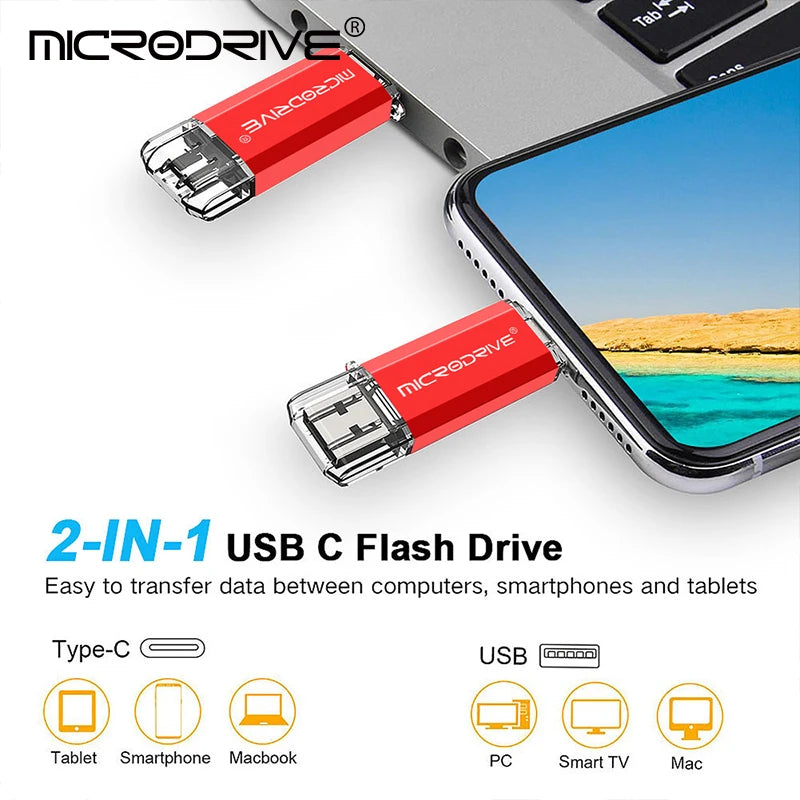 Type C USB Flash Drive OTG 2 in 1 USB 2.0 Micro USB Pen Drive 128GB 64GB 32GB 16GB 8GB 4GB Pendrive Flash Drive